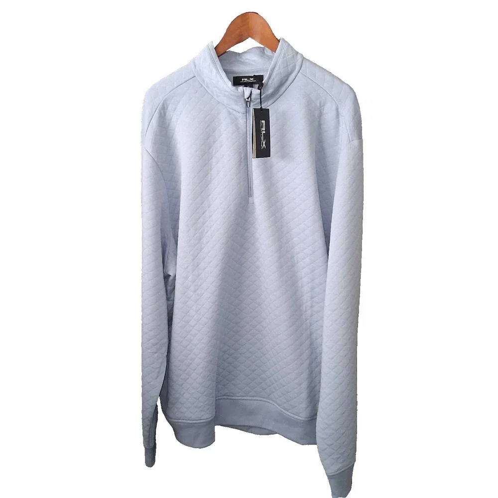 NWT RLX Ralph Lauren Quilted Quarter-Zip Pullover Blue Sweater Men's 3XL $175.00
